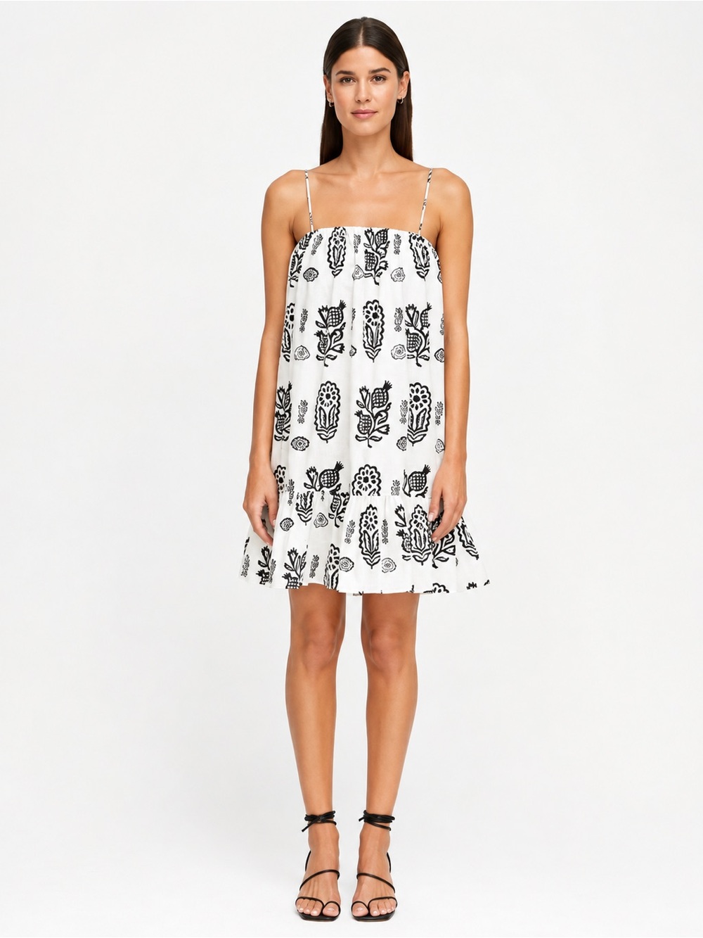 RHODE (Rhode Resort) Margo Cotton Mini Dress in Ivory Block Print NWT XS